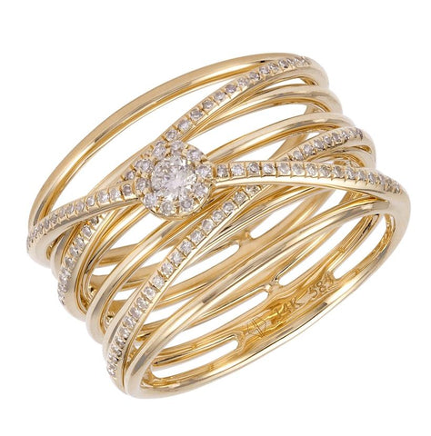 0.3 Ctw Diamond 14k Yellow Gold Round Shape Womens Diamond Ring