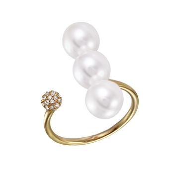 0.06 Ctw Diamond 14k Yellow Gold Pearl Ring