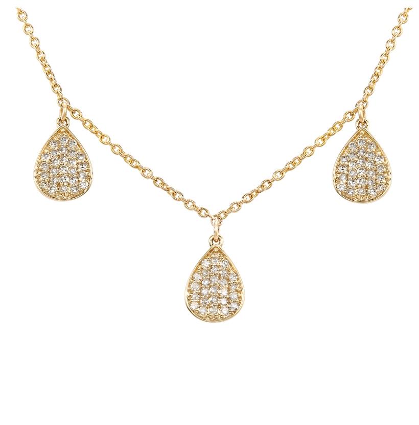 0.31 Ctw Diamond 14k Yellow Gold Round Shape Womens Diamond Necklace