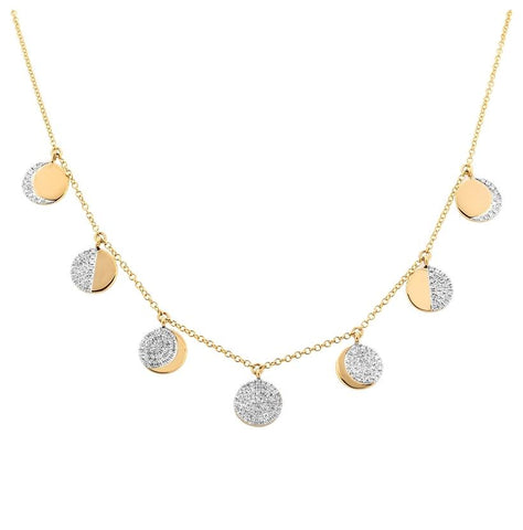 0.45 Ctw Diamond 14k Yellow Gold Round Shape Womens Diamond Necklace