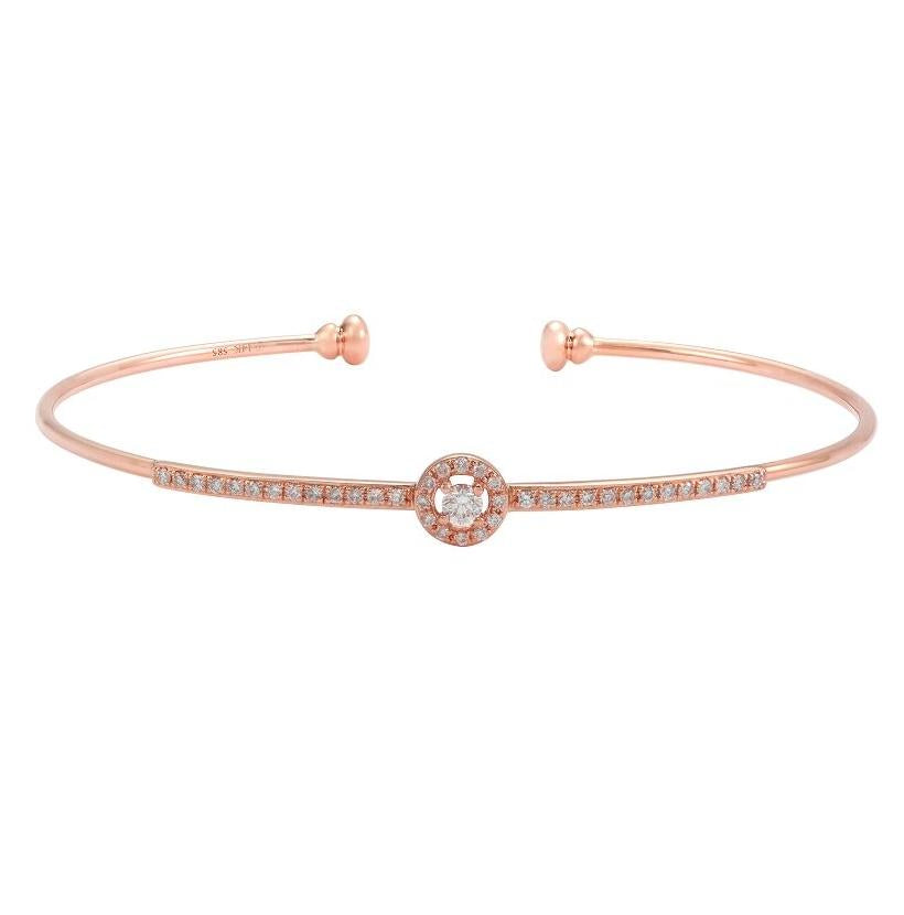 0.33 Ctw Diamond 14k Rose Gold Round Shape Womens Diamond Bangle Bracelet