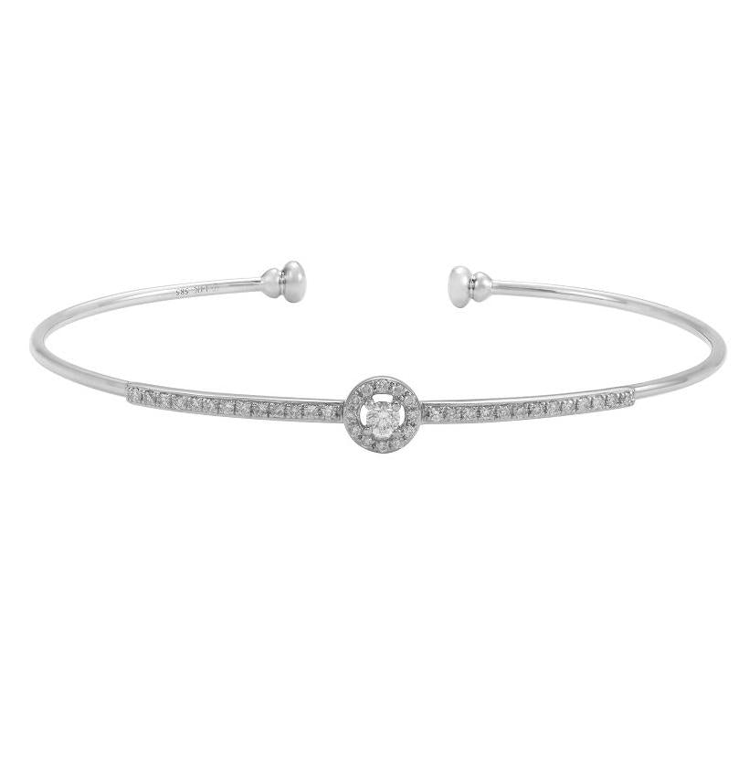 0.33 Ctw Diamond 14k White Gold Round Shape Womens Diamond Bangle Bracelet