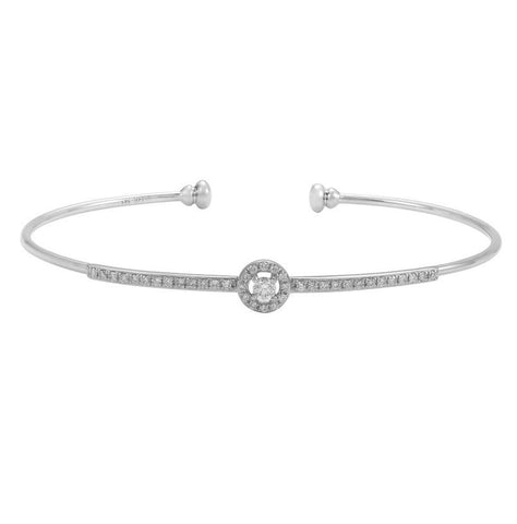 0.33 Ctw Diamond 14k White Gold Round Shape Womens Diamond Bangle Bracelet