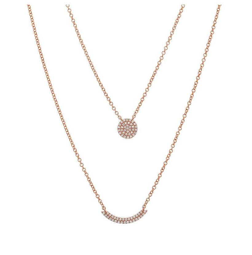 0.13 Ctw Diamond 14k Rose Gold Round Shape Womens Diamond Necklace