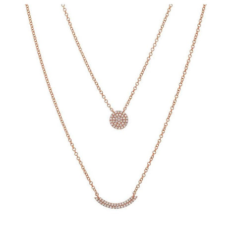 0.13 Ctw Diamond 14k Rose Gold Round Shape Womens Diamond Necklace