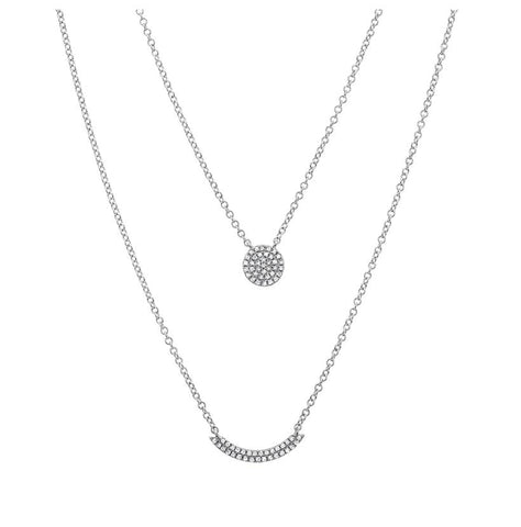 0.14 Ctw Diamond 14k White Gold Round Shape Womens Diamond Necklace