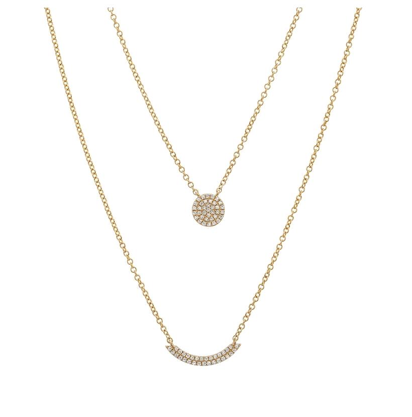 0.13 Ctw Diamond 14k Yellow Gold Round Shape Womens Diamond Necklace