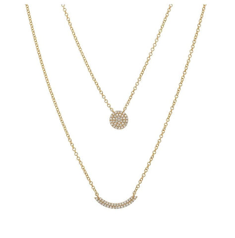 0.13 Ctw Diamond 14k Yellow Gold Round Shape Womens Diamond Necklace