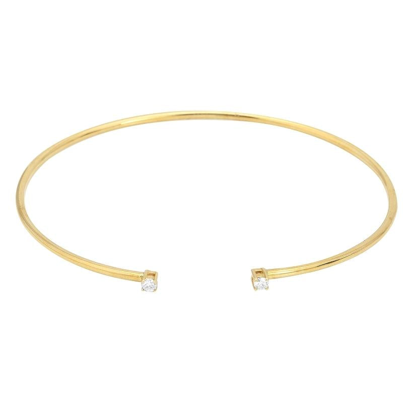 0.1 Ctw Diamond 14k Yellow Gold Round Shape Womens Diamond Bangle Bracelet