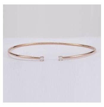 0.1 Ctw Diamond 18k Rose Gold Round Shape Womens Diamond Bangle Bracelet