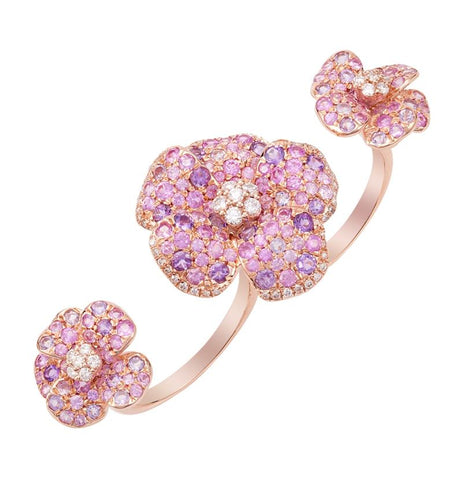 0.41 Ctw Diamond 14k Rose Gold Sapphire Amethyst Round Shape Womens Gemstone Ring
