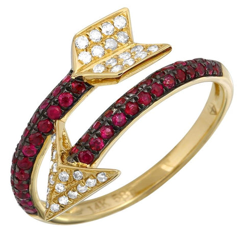 0.18 Ctw Diamond 14k Yellow Gold Ruby Round Shape Womens Gemstone Ring