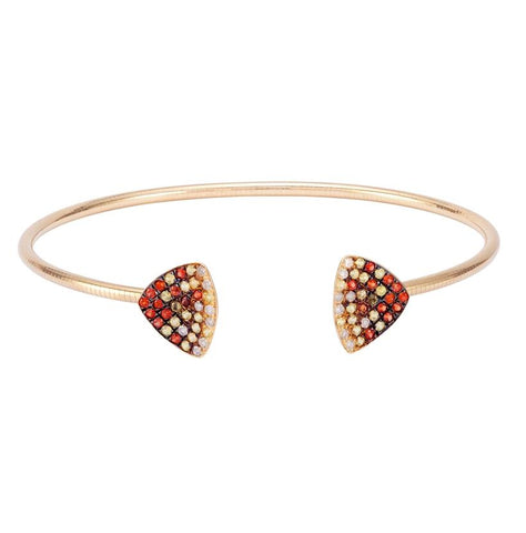 0.14 Ctw Diamond 14k Yellow Gold Sapphire Round Shape Womens Gemstone Bangle Bracelet