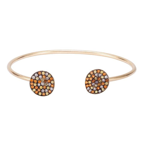 0.26 Ctw Diamond 14k Yellow Gold Sapphire Round Shape Womens Gemstone Bangle Bracelet