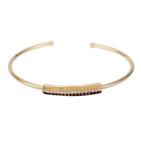 0.19 Ctw Diamond 14k Yellow Gold Sapphire Round Shape Womens Gemstone Bangle Bracelet