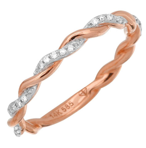 0.12 Ctw Diamond 14k Rose Gold Round Shape Womens Diamond Ring
