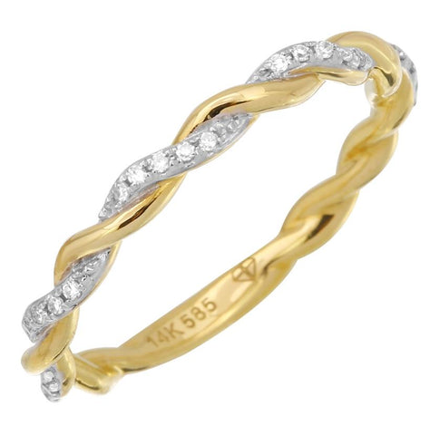 0.12 Ctw Diamond 14k Yellow Gold Round Shape Womens Diamond Ring