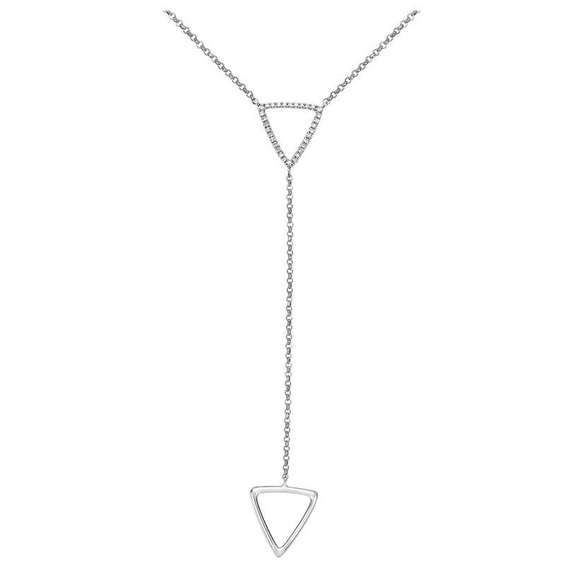 0.1 Ctw Diamond 14k White Gold Round Shape Womens Diamond Necklace