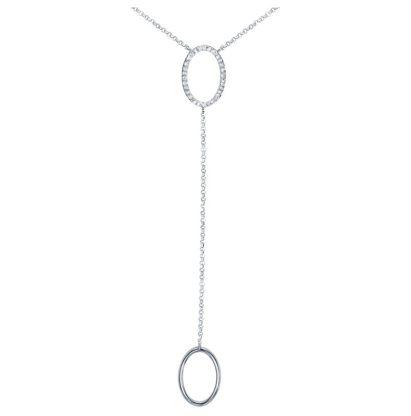 0.1 Ctw Diamond 14k White Gold Round Shape Womens Diamond Necklace