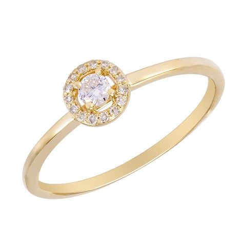 0.12 Ctw Diamond 14k Yellow Gold Round Shape Womens Diamond Ring