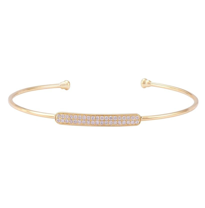 0.32 Ctw Diamond 14k Yellow Gold Round Shape Womens Diamond Bangle Bracelet