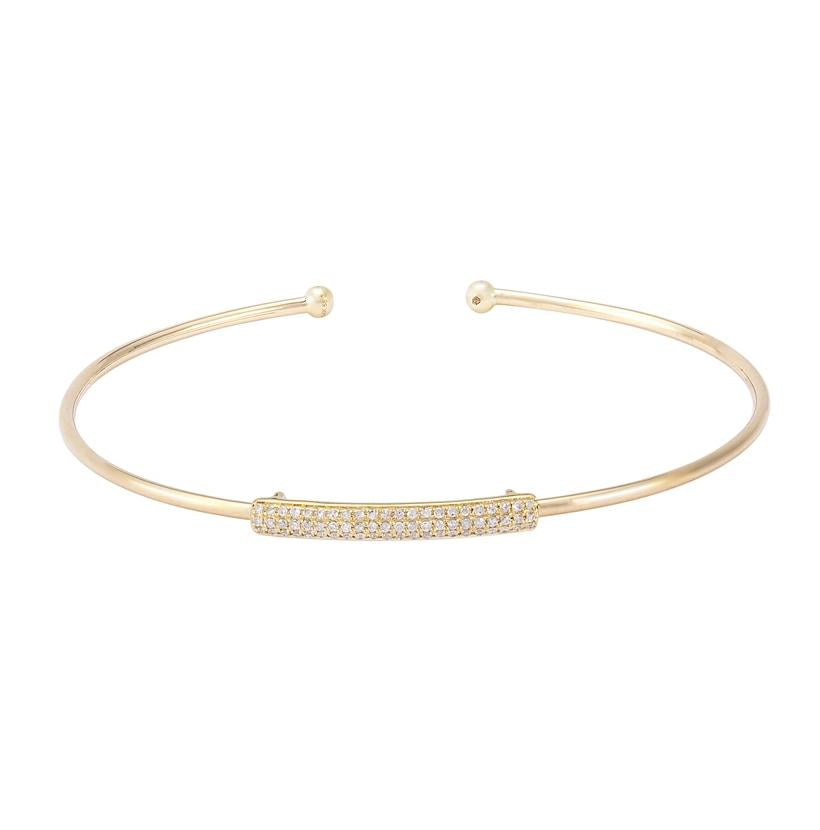 0.21 Ctw Diamond 14k Yellow Gold Round Shape Womens Diamond Bangle Bracelet