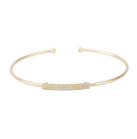 0.21 Ctw Diamond 14k Yellow Gold Round Shape Womens Diamond Bangle Bracelet