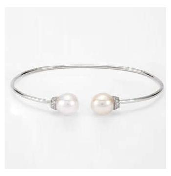 0.06 Ctw Diamond White Silver Silver Round Shape Diamond Womens Bangle Bracelet