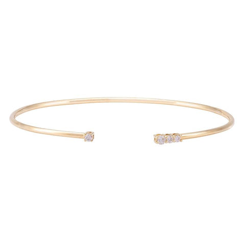 0.14 Ctw Diamond 14k Yellow Gold Round Shape Womens Diamond Bangle Bracelet