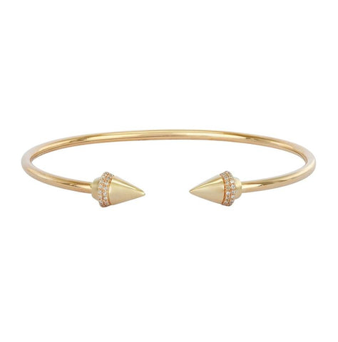 0.22 Ctw Diamond 14k Yellow Gold Round Shape Womens Diamond Bangle Bracelet