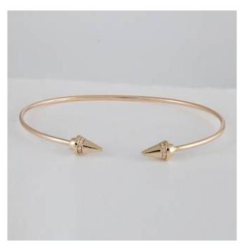 0.1 Ctw Diamond 14k Yellow Gold Round Shape Womens Diamond Bangle Bracelet