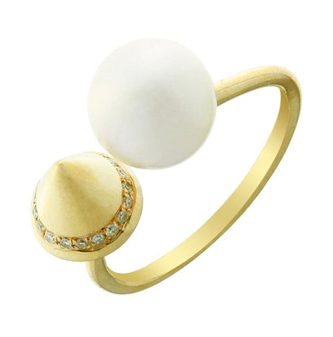 0.07 Ctw Diamond 14k Yellow Gold Pearl Ring