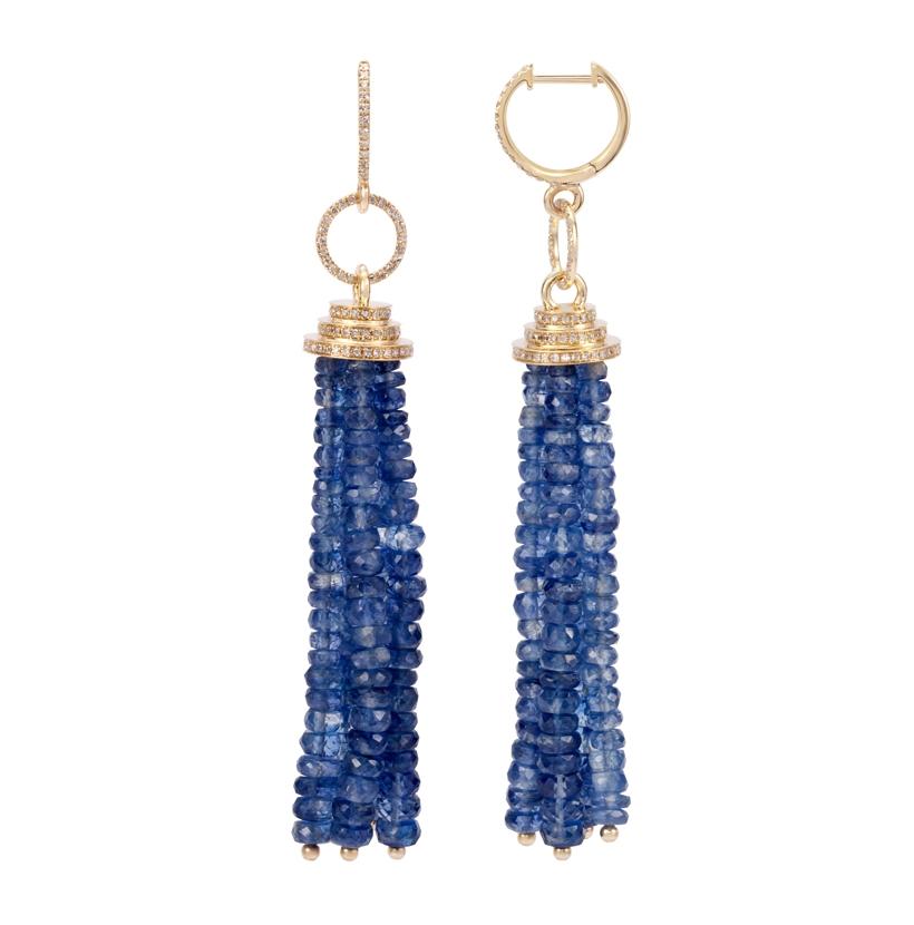 0.62 Ctw Diamond 14k Yellow Gold Kyanite Round Shape Womens Gemstone Earrings