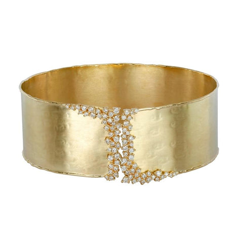 0.77 Ctw Diamond 14k Yellow Gold Round Shape Womens Diamond Bangle Bracelet