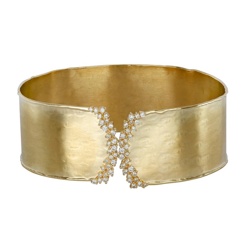 0.59 Ctw Diamond 14k Yellow Gold Round Shape Womens Diamond Bangle Bracelet