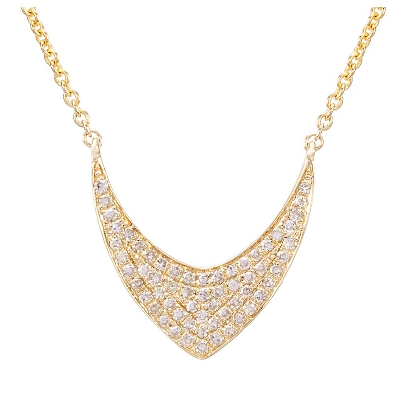 0.19 Ctw Diamond 14k Yellow Gold Round Shape Womens Diamond Necklace