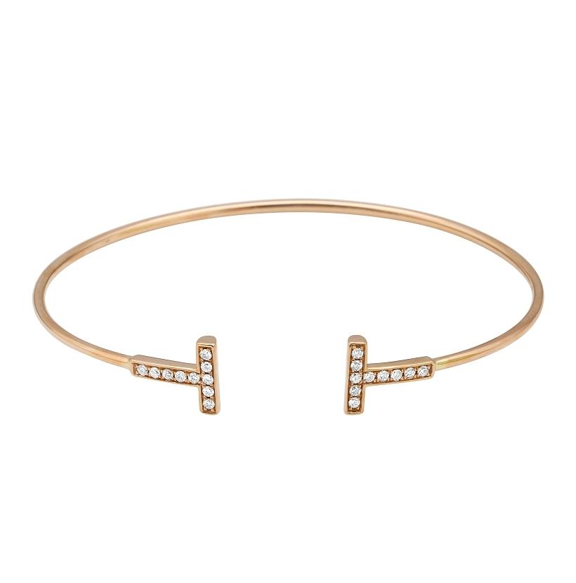 0.22 Ctw Diamond 14k Rose Gold Round Shape Womens Diamond Bangle Bracelet