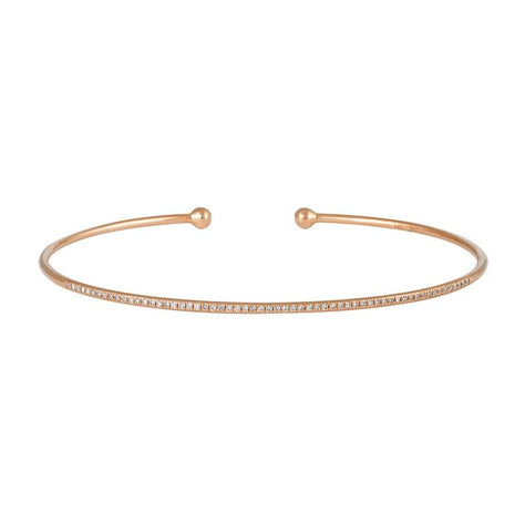 0.16 Ctw Diamond 14k Rose Gold Round Shape Womens Diamond Bangle Bracelet