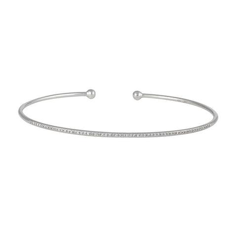 0.16 Ctw Diamond 14k White Gold Round Shape Womens Diamond Bangle Bracelet