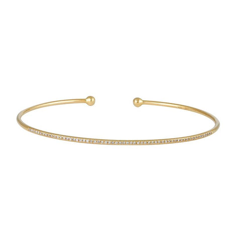 0.17 Ctw Diamond 14k Yellow Gold Round Shape Womens Diamond Bangle Bracelet