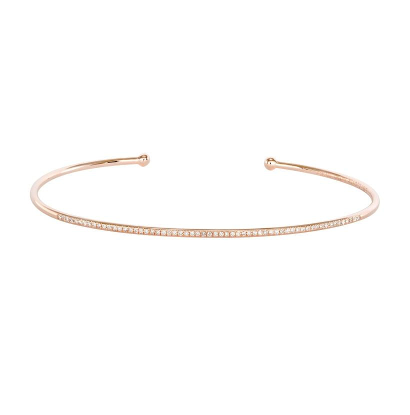 0.17 Ctw Diamond 18k Rose Gold Round Shape Womens Diamond Bangle Bracelet