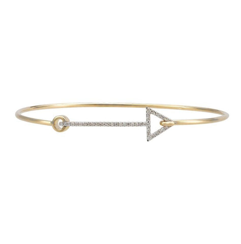 0.14 Ctw Diamond 14k Yellow Gold Round Shape Womens Diamond Bangle Bracelet