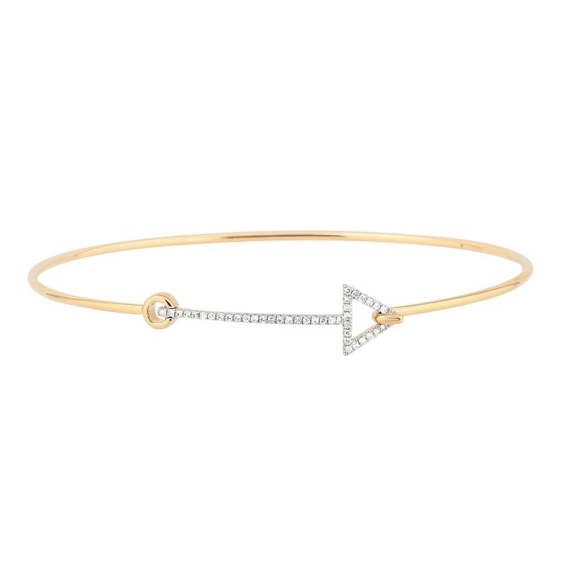 0.14 Ctw Diamond 14k Yellow Gold Round Shape Womens Diamond Bangle Bracelet