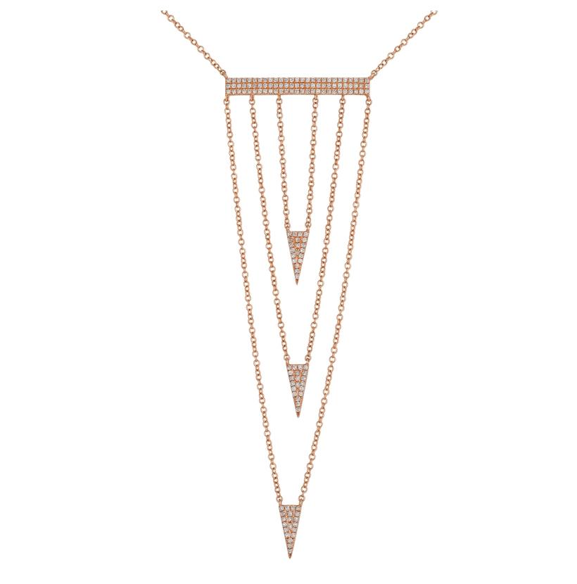 0.35 Ctw Diamond 14k Rose Gold Round Shape Womens Diamond Necklace