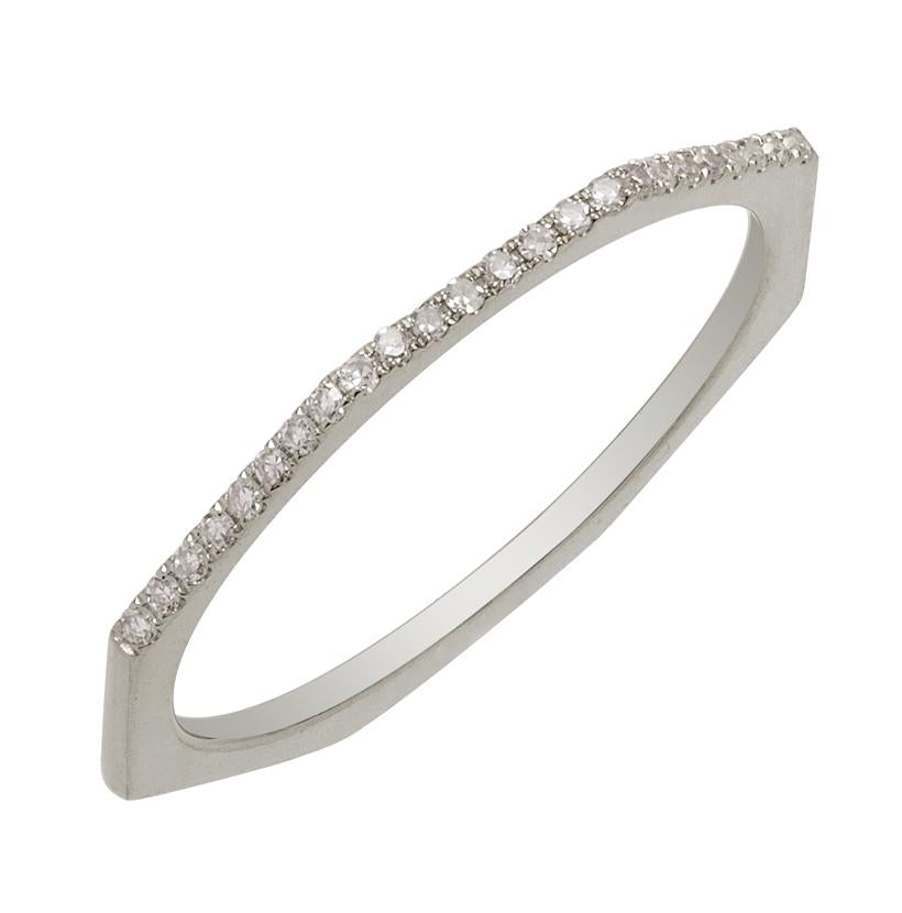 0.08 Ctw Diamond 14k White Gold Round Shape Womens Diamond Ring
