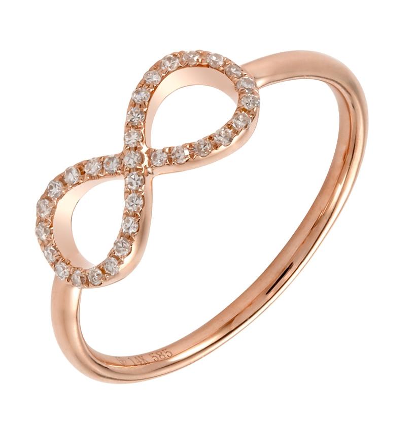 0.11 Ctw Diamond 14k Rose Gold Round Shape Womens Diamond Ring