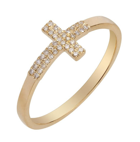 0.08 Ctw Diamond 14k Yellow Gold Round Shape Womens Diamond Ring