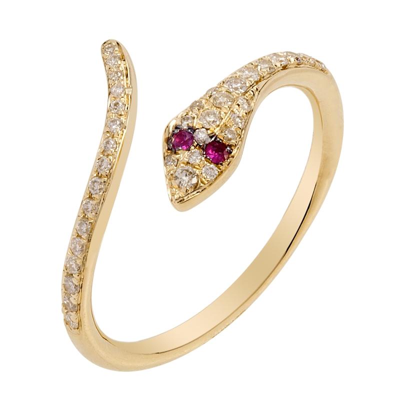 0.17 Ctw Diamond 18k Yellow Gold Ruby Round Shape Womens Diamond Ring