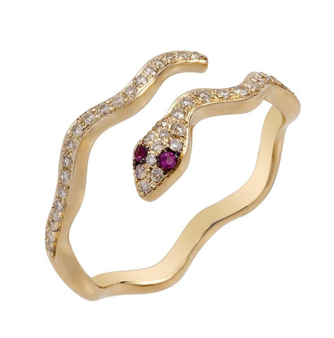 0.17 Ctw Diamond 14k Yellow Gold Ruby Round Shape Womens Diamond Ring