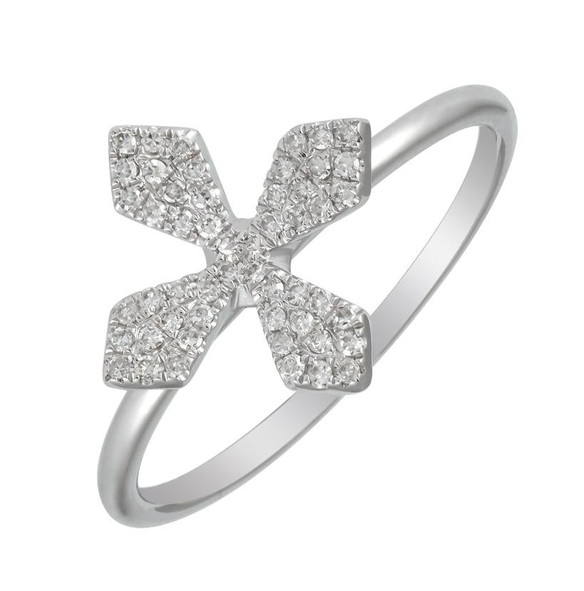 0.13 Ctw Diamond 14k White Gold Round Shape Womens Diamond Ring